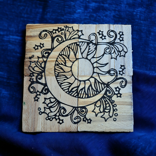 Rustic Moon and Sun Coasters